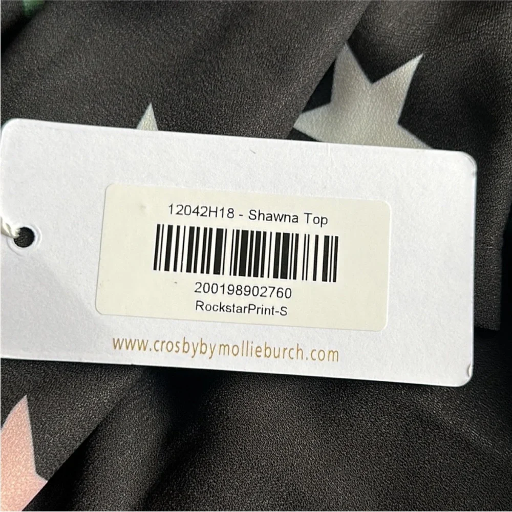 NWT CROSBY by Mollie Burch | Rock Star Print  Shawna Hi-Low Top -Sz S - Picture 11 of 11